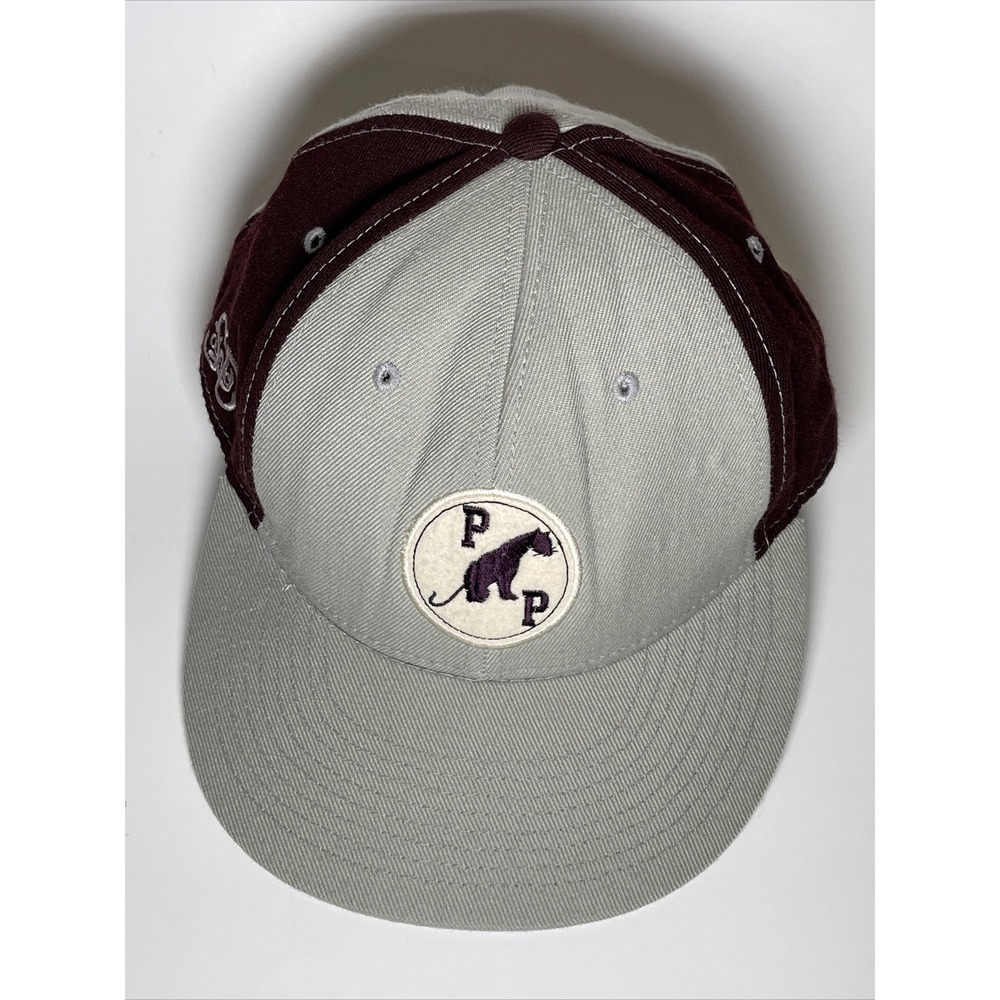 Stall & Dean Fitted Baseball Cap Grey Burgundy Panther PP Logo Hat Size 7 1/8